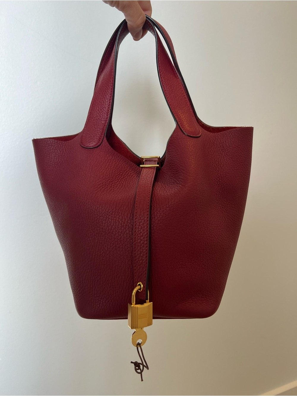 Hermes Picotin 18 PM Rouge Grenat with Gold Hardware